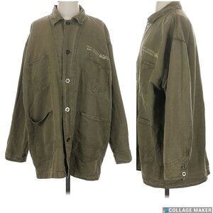 Blue System Fatigue Jacket Top Natural Flax Cotton Made in Italy Army Green 2